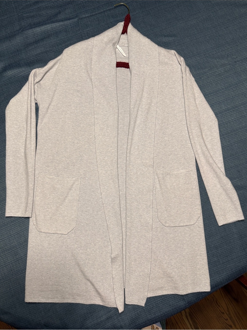 Light Heather Gray Open-Front Longline Cardigan